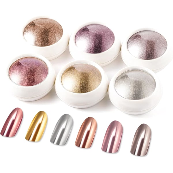 Roséguld Krom Nagelpulver - Holo Nagel Krompulver Glänsande Nagelglitter Krompulver med Magisk Spegeleffekt