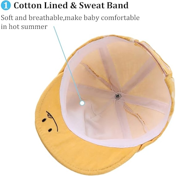 Summer Infant Baseballkeps Björnöron Småbarn Flickor Solhattar Vår Söt Bebismössa för Pojkar 6-24 Månader Yellow