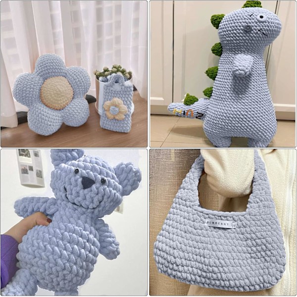 Stickgarn 4xStickgarn för Virkning, Mjuk Chunky Garn för Garnprojekt grey