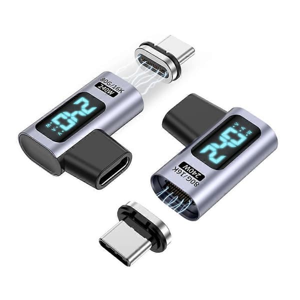 240W Magnetisk Typ C till Typ C 16K HD Videokonverterare Digital Display 80Gbps Dataöverföringsadapter