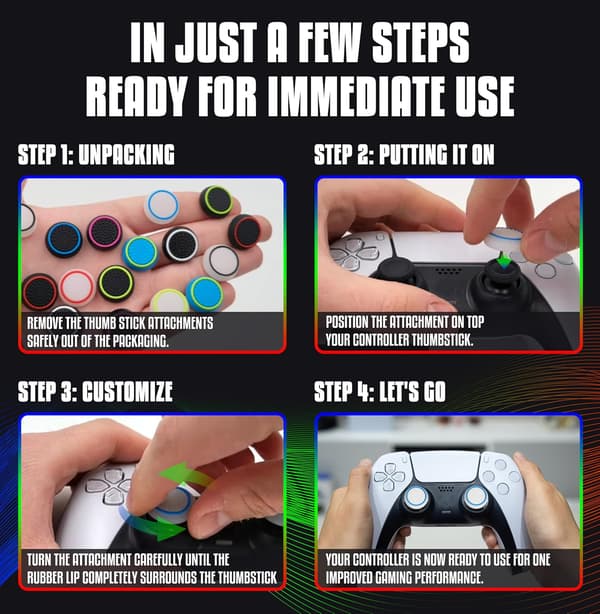 Joystick Caps – Kontrolltillbehör – Förbättra precision och kontroll – Kompatibel med PS5 och PS4