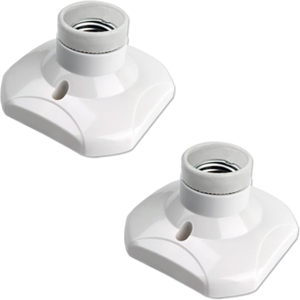 E27 Skrue Pærefatning, E27 Lampeholder Base, Edison Skrue E27 Vægstikkontakt, AC 220-250V, Hvid, 2 stk