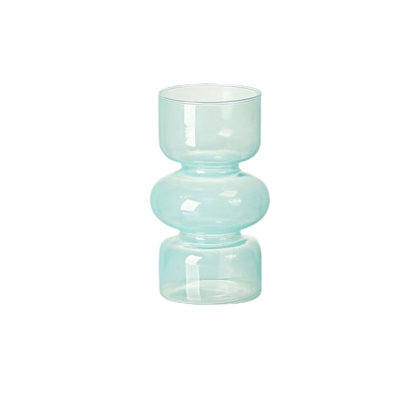 Glasvas för hydroponisk odling, 7'' Svart Glasvas för Blommor, Blomvas för Heminredning, Modern Geometrisk Glasvas (Himmelsblå) Sky blue