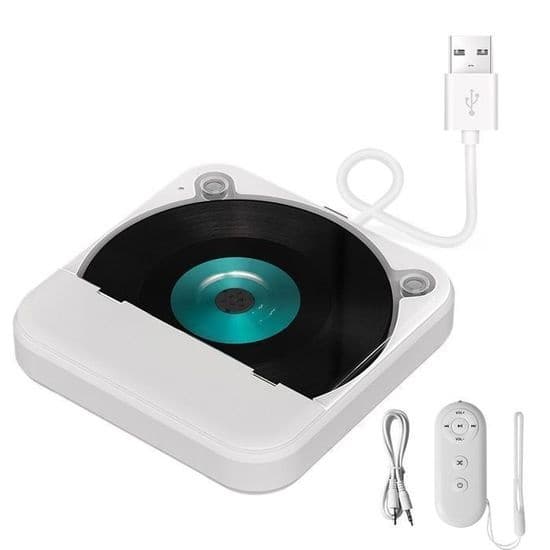 Bil-CD-afspiller - Ekstern universel CD-afspiller til bil - AUX/USB-interface - HIFI - 133 x 133 x 25 mm, hvid