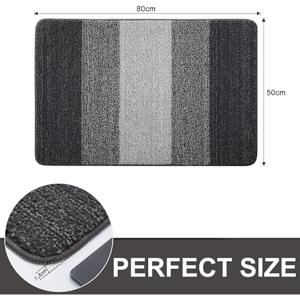 Dørmatter Innendørs, Maskinvaskbar Myke Dørmatter, Smussfanger Dørmatte, Superabsorberende Inngangsteppe (50 X 80 cm, Grå) Grey