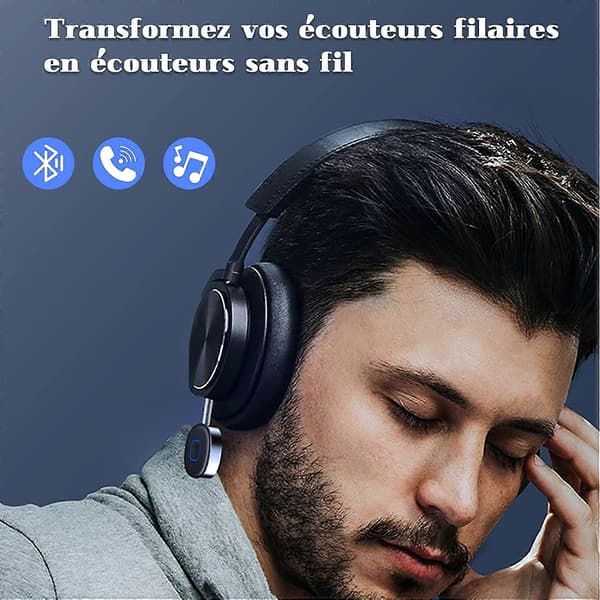 Bluetooth 5.0 Mottaker, AUX 3.5mm Jack Audio Adapter, Bluetooth Bilmottaker, Håndfri Oppringing, Kablet Headset, Bilhøyttalere