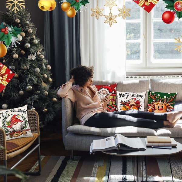 Rutiga Röda och Gröna Jul Kuddfodral för Soffor, Sängar, Stolar, Kuddfodral