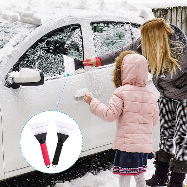 2 stk. isskraber til biler, vinterpleje, forrude isskraber med blødt greb, snefjernelse, frostskraber, skridsikker, sort+rød