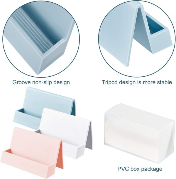 3 stk. Visittkortstativ for skrivebord Moderne plast Navnekortveske Displaystativ