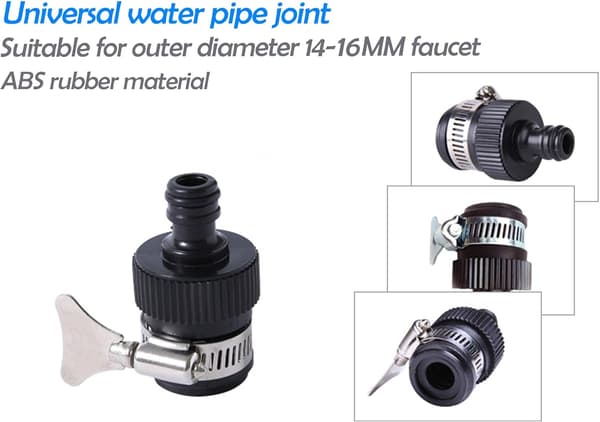 2 st 16mm Universal Krananslutningsadapter Blandare Kök Trädgårdsslang Kopplingsklämma