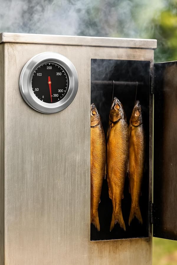 Højtemperaturbestandigt grilltermometer i rustfrit stål, 7,5 cm i diameter, 10 °C til 400 °C.