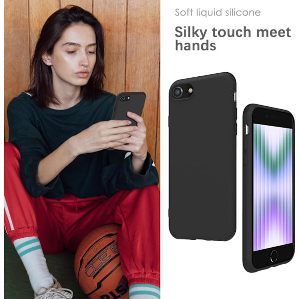 iPhone SE 2020/2022, iPhone 8/7, Soft-Touch, Stødsikker, Støvtæt, Skridsikker Apple Telefon Cover - Sort