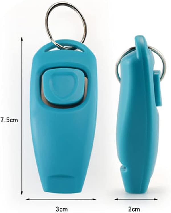 1 x Pet Training Clicker, 2 i 1 Træningsfløjte til Hund og Kat, Lyseblå
