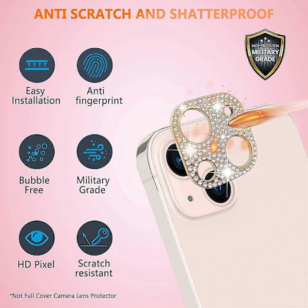 Timantti Glitter Kameran Linssinsuojus Yhteensopiva Iphone 13 Pro/iphone 13 Pro Max:n Kanssa