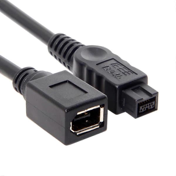 CY FW-012-BK 1394 Kabel FireWire 400 til 800 Adapterkabel 6F-9M Ledning 20cm - Sort