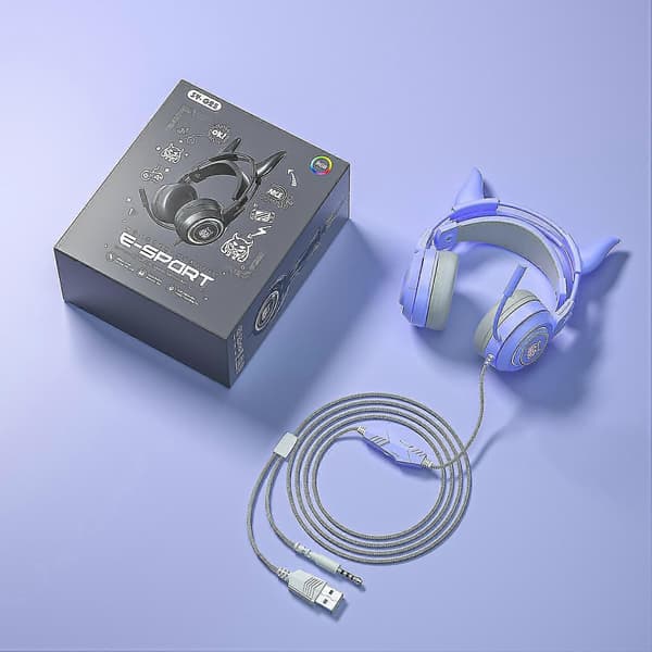 Gaming Headset Trådbundet Rgb Led Hörlurar Stereo Med Mikrofon För PC Stationär & Laptop