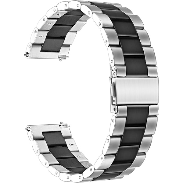 Kompatibel med HUAWEI WATCH GT4 46mm rem, Quick Release udskiftningsrem i rustfrit stål, sølv-sort (værktøj ikke inkluderet)