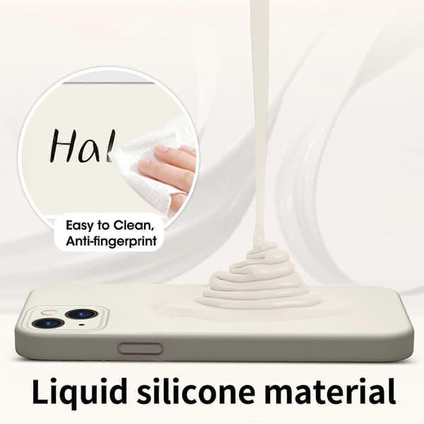 Flytande silikonfodral, fullständigt skyddande täckt gelgummi slimmat stötsäkert fodral med mikrofiberfoder, för iPhone 15 Case6.1 tum