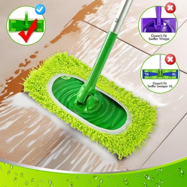 2-pack mikrofiber återanvändbara mopprefiller, moppdynor, kompatibla med Swiffer plattmoppar