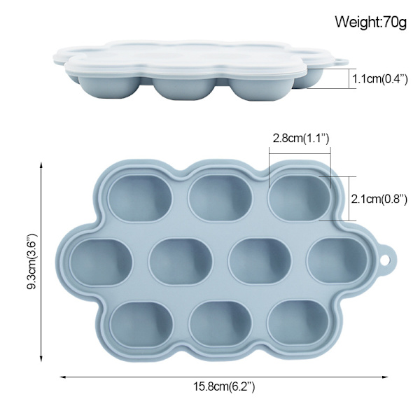 Set med 2 isbitsformar, frysförvaring med lock, isbitsform i silikon, 18,5 x 9,3 cm
