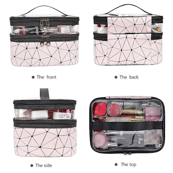 Makeup Tasker Dobbelt Lag Rejse Kosmetik Tasker Makeup Organizer Toilet Tasker
