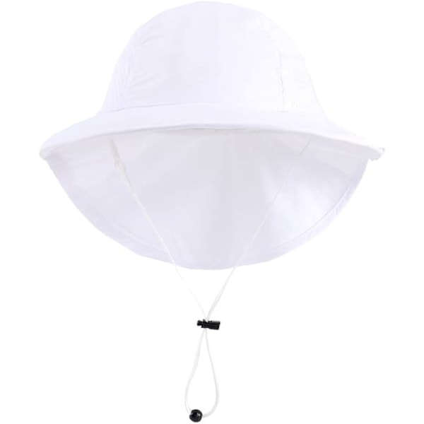 Baby Toddler Solhatt Barn Pojkar Flickor Sommar Bucket Hattar Solskydd Bred Brätte Nackskydd Justerbar Huvuddragsko Pink S