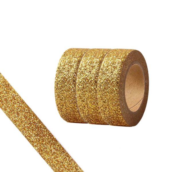 Glitter Washi -teippi, 3 rullaa 15 mm koristeteippiä, askartelu itseliimautuva glitter-koriste, tarvikkeet tee-se-itse -projekteihin