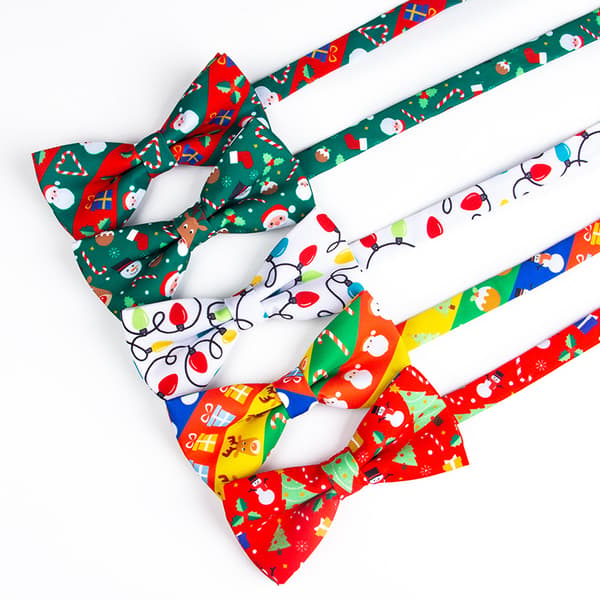 Julfluga för män, fluga, snöflinga, jultomte, julgransmönster, blå slips skjorta