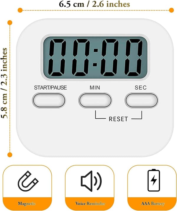 Kökstimer med stor LCD-display, digital kökstimer med högt alarm