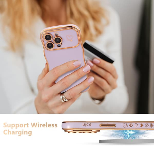 Kompatibel med iPhone 15 Pro Max-deksel for kvinner og jenter, bølget ramme fleksibelt mykt silikondeksel