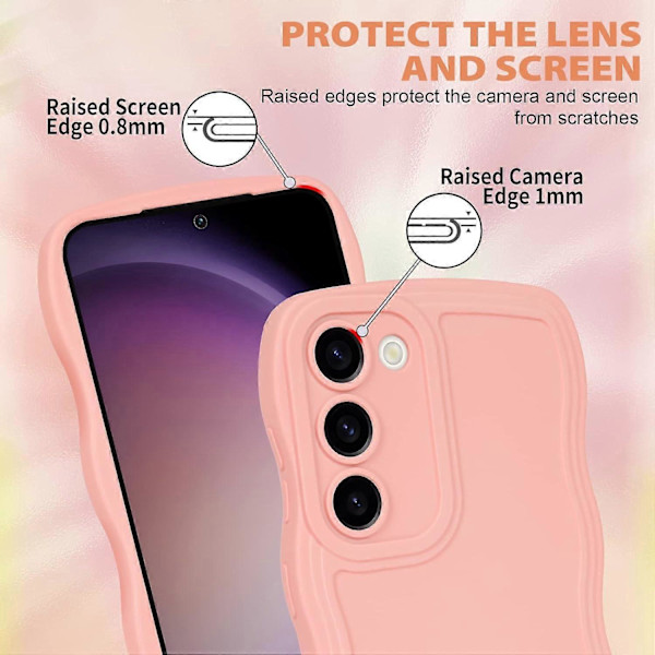 Samsung Galaxy S23 Plus Telefoncover til Piger Kvinder, Sødt Krøllet Bølgeformet Ramme Flydende Silikone Fleksibel Blød Stødsikker Kamerabeskyttelse Bumper Cover