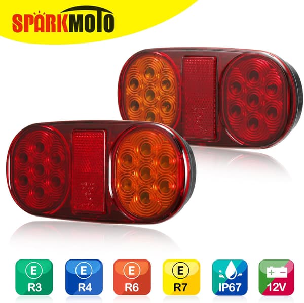 To bageste LED-positionslys til trailer, 12V LED-trailerlys, P67 vandtæt, ECE- og EMC-certificeret.