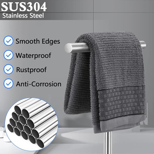 Badehåndkleholder Stående, SUS304 Rustfritt Stål Børstet Finish T-Form Håndklestativ