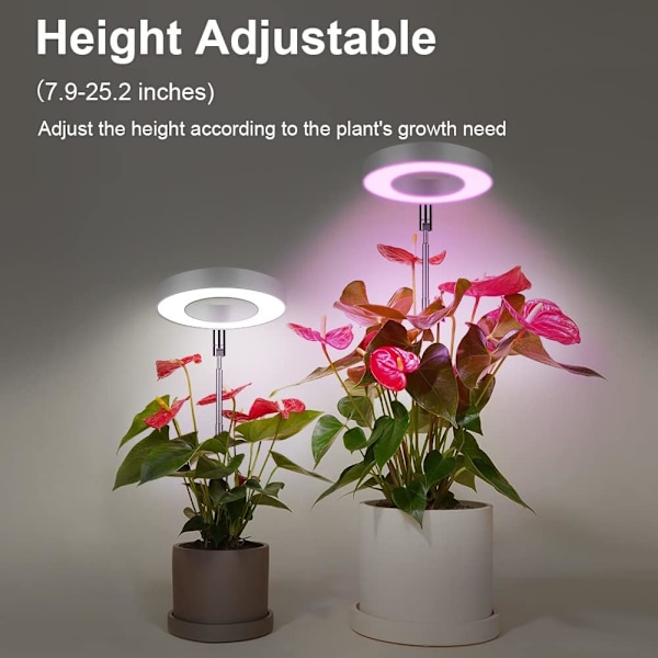 Plantevækstlys, 48 LED'er Fuld Spektrum LED Plantelys, Auto On/Off Timer 3/9/12H Vækstlampe, Ideel til Små Planter
