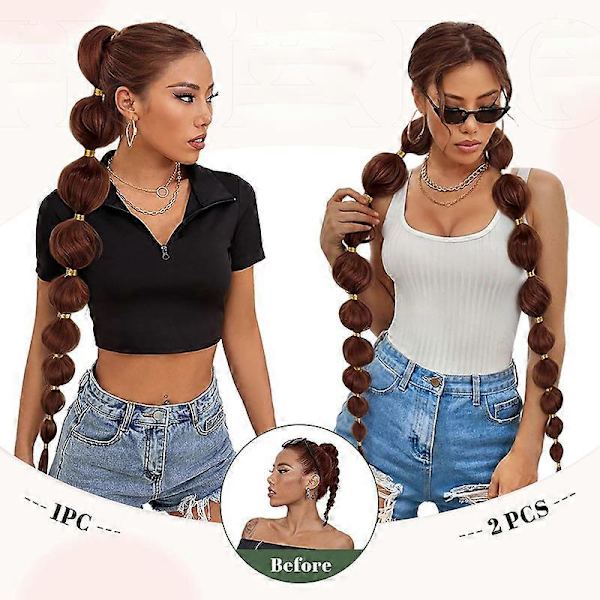 2 pakker Bubble Lantern Flette Wrap Around Hestehale Hårdeler 86 cm