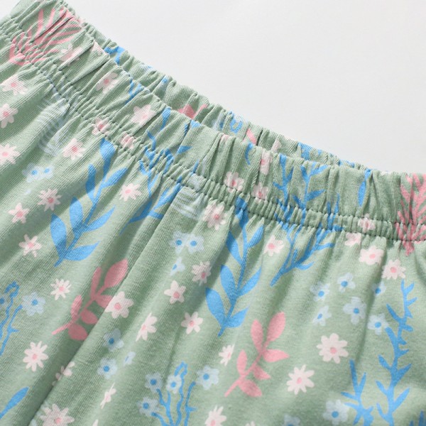 Barnkläder nya sommarstickade kortärmade bomullsdräkt för flickor med printed 20034 7Y(140CM)