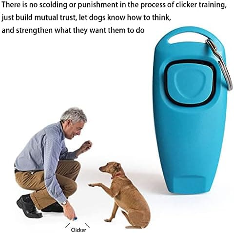 1 x Pet Training Clicker, 2 i 1 Træningsfløjte til Hund og Kat, Lyseblå