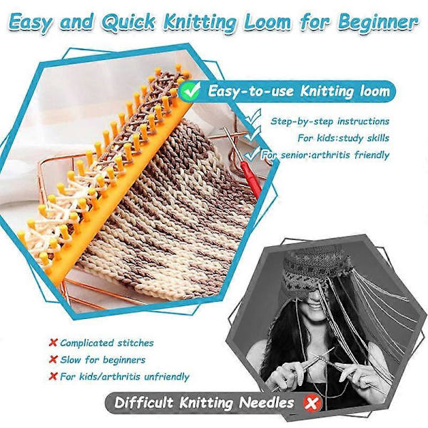 Rektangulär Stickram 26 cm Lång Röd Plast Vävram Set