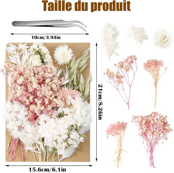 Tørrede blomster, naturlige tørrede blomster, ægte pressede tørrede blomster, dekoration til scrapbooking, stearinlysfremstilling
