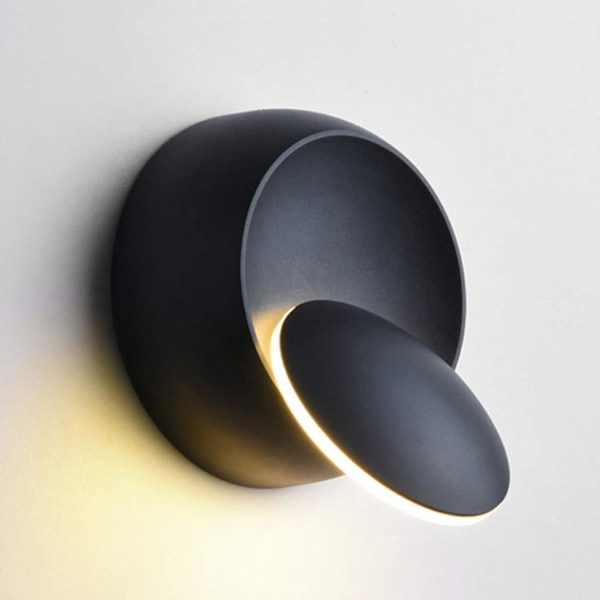 Moderne væglampe LED væglampe kreativ eclipse væglampe varm hvid 2-i-1 LED loftlampe 5W loftlampe jernlamper, Sort