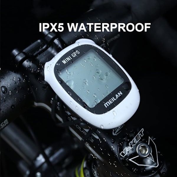M3 Mini GPS Cykelcomputer, Trådløs Cykelkilometertæller og Speedometer IPX5 Vandtæt Cykelcomputer med LCD Display Hvid