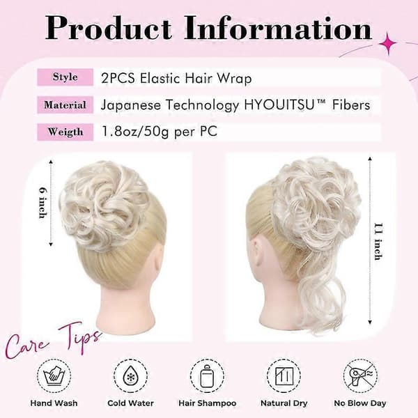 Messy Bun Hårstykke, 2 Stilarter Klassisk Tousled Updo Elastisk Hår