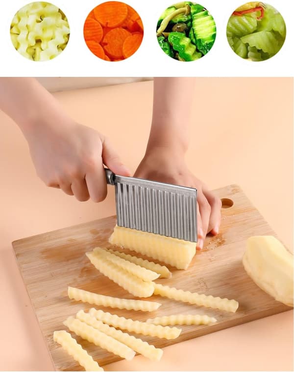 Bølgekniv i rustfrit stål til kartofler, gulerødder, chips, grøntsager, pommes frites