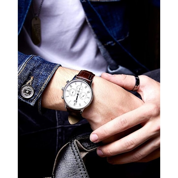 Äkta Läder Armbandsur Snabbkoppling Byt Smartwatch Rem Krokodil Mönster med Silverspänne för Män Kvinnor (20mm)
