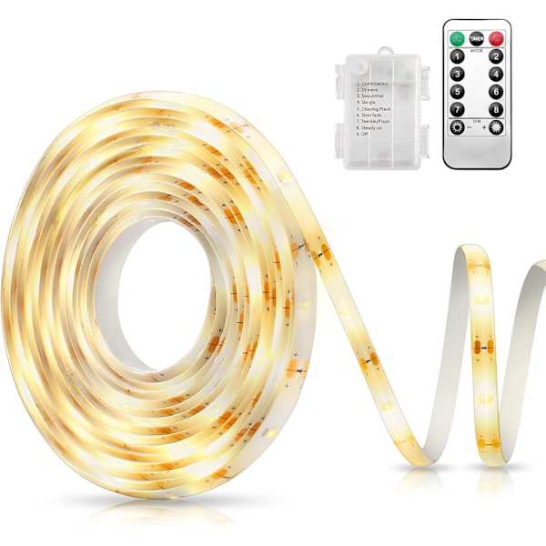 LED-remsa, 3M 180 LED Batteridriven LED-remsor med fjärrkontroll, 8 lägen, självhäftande, vattentät för hemmet