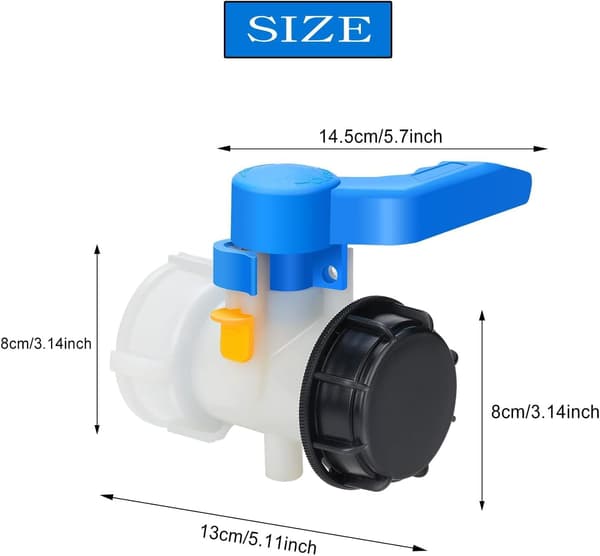 IBC Tank Tilbehør - Universal Klapventil DN40 (62 mm) Stopcock Adapter til Vandbeholdere