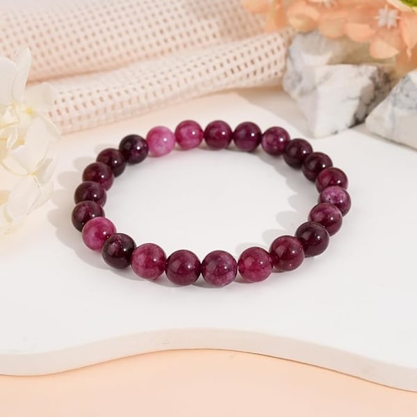Gave til kvinner Natursteinarmbånd for kvinner Original gaveidé til tenåringsjenter Julegaver til kvinner Bursdagsgave (Lilla)
