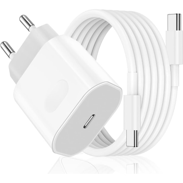 Snabb Laddare för iPhone 15 - 16 och iPad Pro/iPad Air, 30W USB C Kontakt Strömadapter med 2M USB-C Kabel