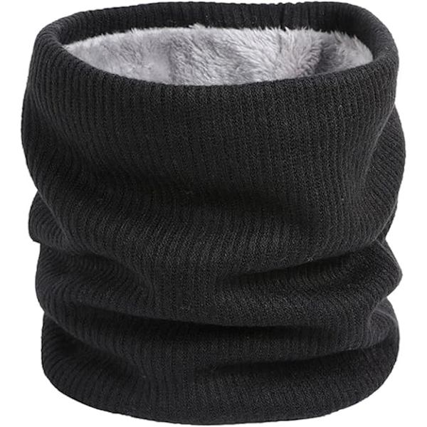Snoods för Män Kvinnor Fleece Halsvärmare Unisex Tjock Stickad Cirkelhalsduk Vinter Varm Halskrage Ansiktsöverdrag - Cykling Löpning Black