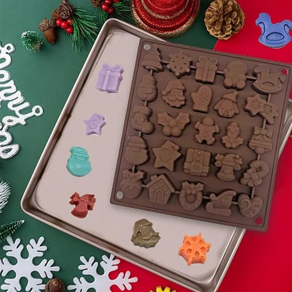 1 sæt julechokoladeforme, slikforme, non-stick kageforme til gør-det-selv chokoladekager